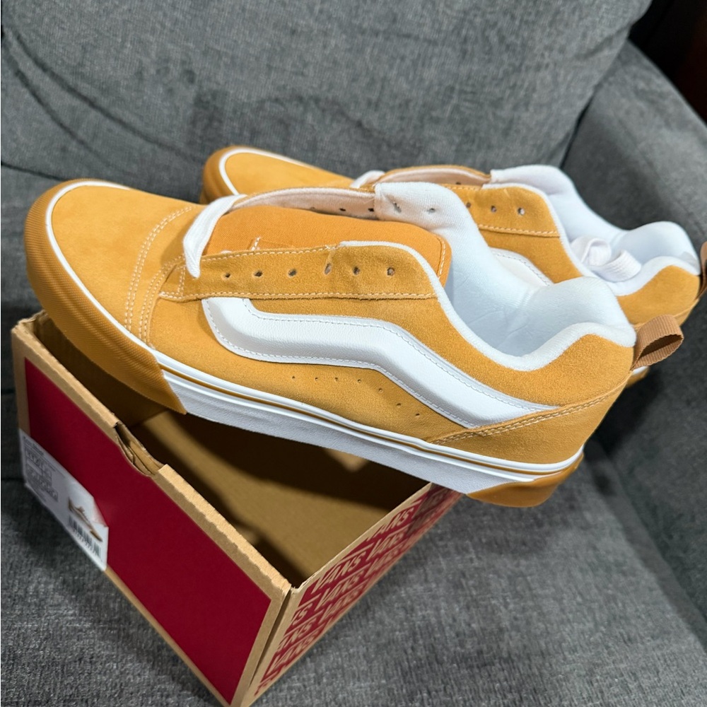 Vans Knu Skool Gum Bumper Honey Yellow Suede Gold Tan Skate Shoes Mens 11 New - Picture 2 of 9